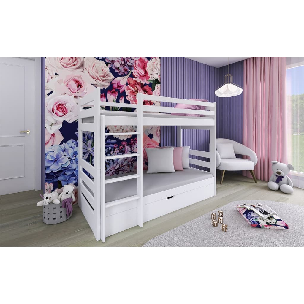 Wooden Bunk Bed Aya With Storage - White Without Mattresses - image 1