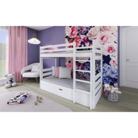 Wooden Bunk Bed Aya With Storage - White Without Mattresses - thumbnail 3
