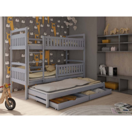 Blanka Bunk Bed with Trundle and Storage - Grey Matt Without Mattresses