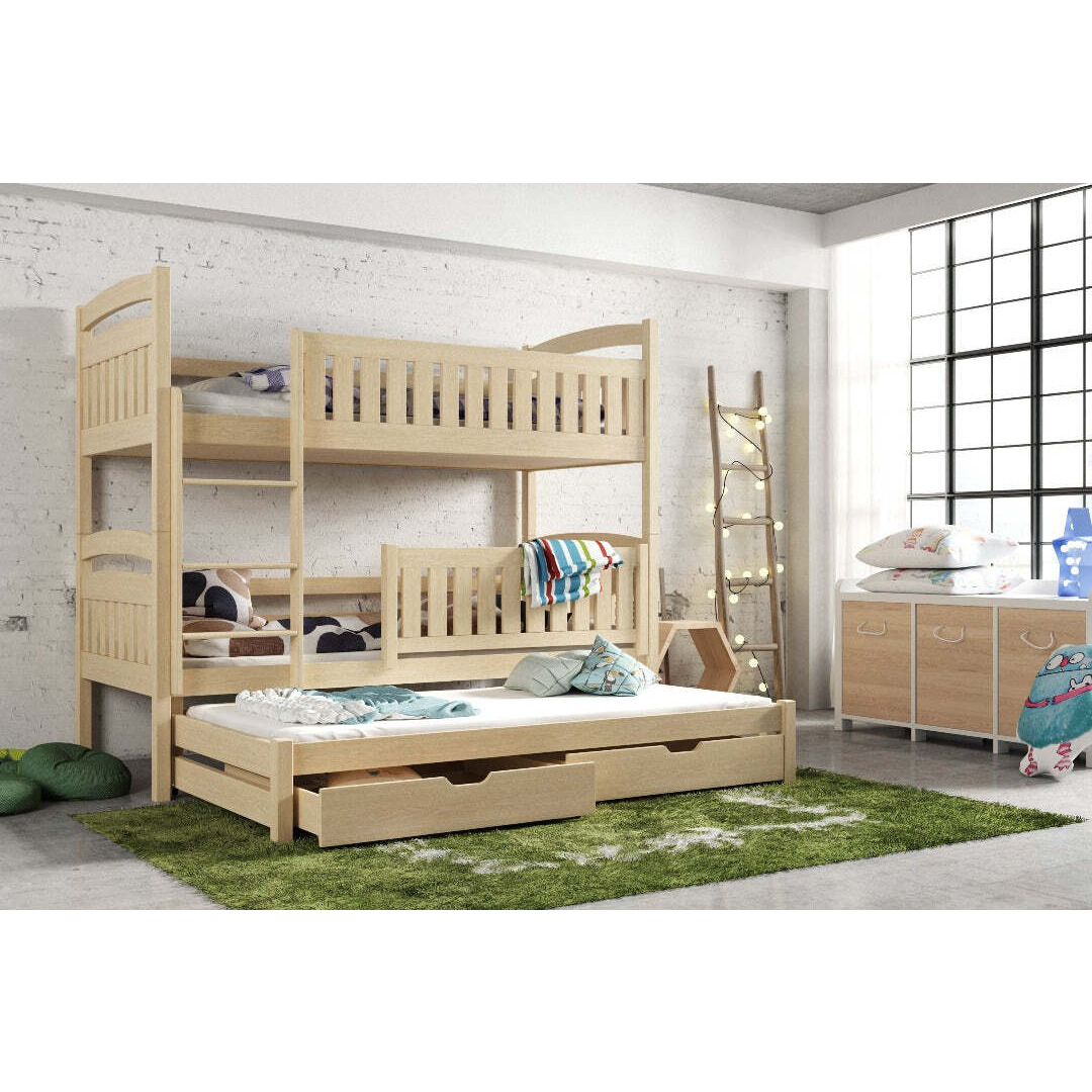 Blanka Bunk Bed with Trundle and Storage - Pine Without Mattresses - image 1