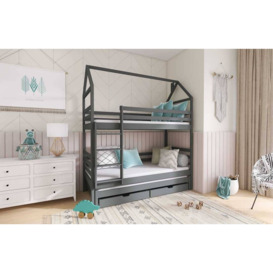 Dalia Bunk Bed with Trundle and Storage - Graphite Foam/Bonnell Mattresses