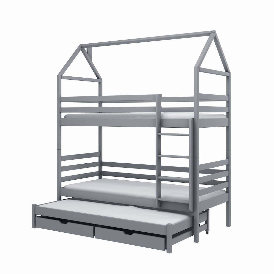 Dalia Bunk Bed with Trundle and Storage - Grey Foam Mattresses - image 1