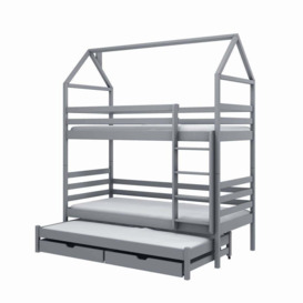 Dalia Bunk Bed with Trundle and Storage - Grey Foam Mattresses - thumbnail 1