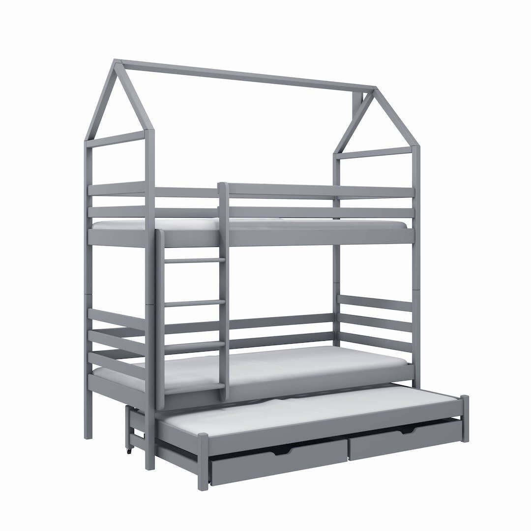 Dalia Bunk Bed with Trundle and Storage - Grey Without Mattresses - image 1