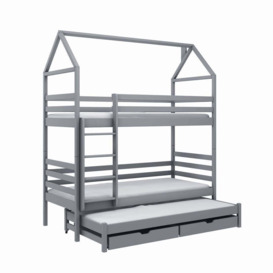 Dalia Bunk Bed with Trundle and Storage - Grey Without Mattresses - thumbnail 1