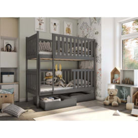 Wooden Bunk Bed David with Storage - Graphite Without Mattresses