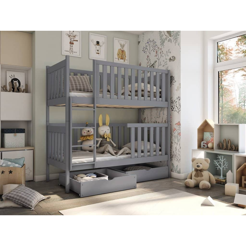 Wooden Bunk Bed David with Storage - Grey Matt Without Mattresses - image 1
