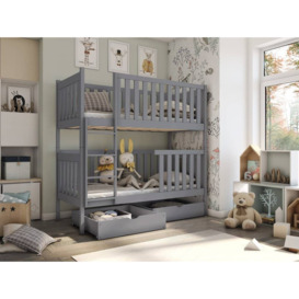 Wooden Bunk Bed David with Storage - Grey Matt Without Mattresses - thumbnail 1