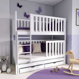 Emily Bunk Bed with Trundle and Storage - Grey Matt Foam Mattresses - thumbnail 2
