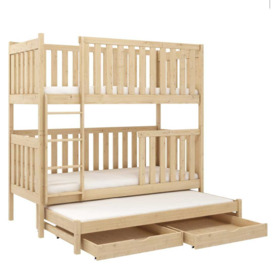 Emily Bunk Bed with Trundle and Storage - Pine Foam/Bonnell Mattresses