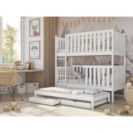 Emily Bunk Bed with Trundle and Storage - White Matt Without Mattresses - thumbnail 3