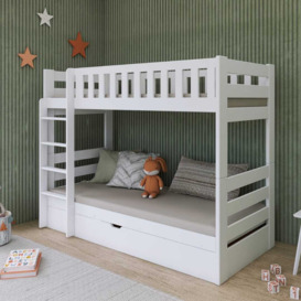 Wooden Bunk Bed Focus With Storage - White Without Mattresses - thumbnail 2