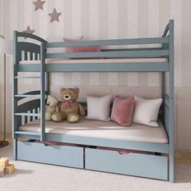 Wooden Bunk Bed Gabi with Storage - Grey Matt Foam Mattresses - thumbnail 2