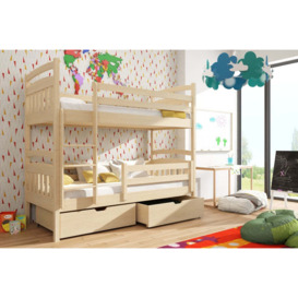 Wooden Bunk Bed Gabi with Storage - Pine Without Mattresses