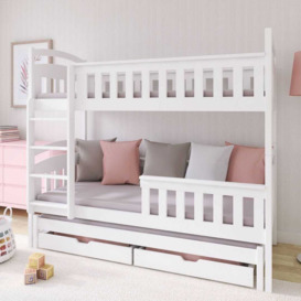 Wooden Bunk Bed Harriet with Trundle and Storage - Graphite Foam/Bonnell Mattresses - thumbnail 2