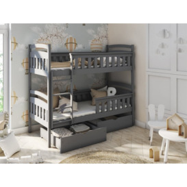Wooden Bunk Bed Harry with Storage - Graphite Without Mattresses