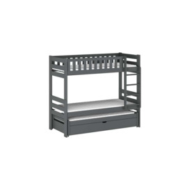 Harvey Bunk Bed with Trundle and Storage - Graphite Foam/Bonnell Mattresses