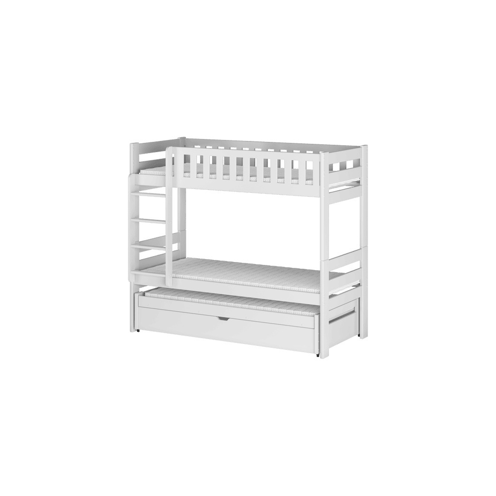 Harvey Bunk Bed with Trundle and Storage - White Foam Mattresses - image 1