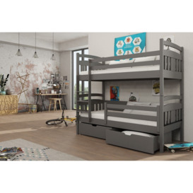 Wooden Bunk Bed Hugo with Storage - Graphite Without Mattresses - thumbnail 2