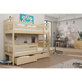 Wooden Bunk Bed Hugo with Storage - Pine Foam/Bonnell Mattresses - thumbnail 1