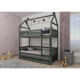 Iga Bunk Bed with Trundle and Storage - Graphite Foam Mattresses