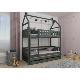 Iga Bunk Bed with Trundle and Storage - Graphite Without Mattresses