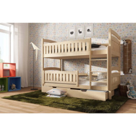Wooden Bunk Bed Ignas with Storage - Pine Without Mattresses