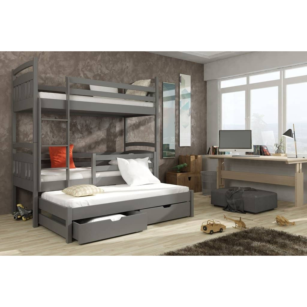 Igor Bunk Bed with Trundle and Storage - Graphite Foam Mattresses - image 1