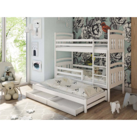 Igor Bunk Bed with Trundle and Storage - White Matt Foam Mattresses - thumbnail 2