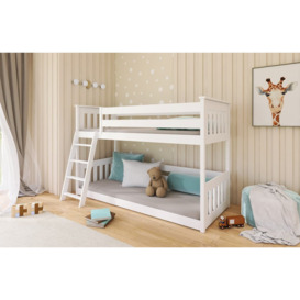 Wooden Bunk Bed Kevin - White Foam Mattresses