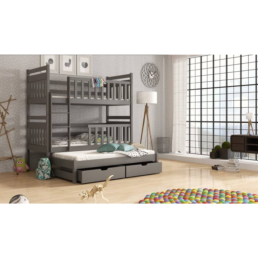 Klara Bunk Bed with Trundle and Storage - Graphite Foam/Bonnell Mattresses - image 1