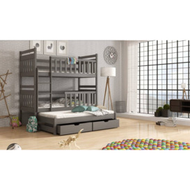 Klara Bunk Bed with Trundle and Storage - Graphite Foam/Bonnell Mattresses - thumbnail 1