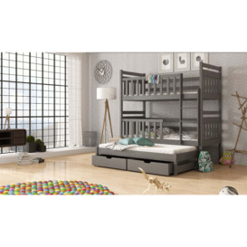 Klara Bunk Bed with Trundle and Storage - Graphite Foam Mattresses