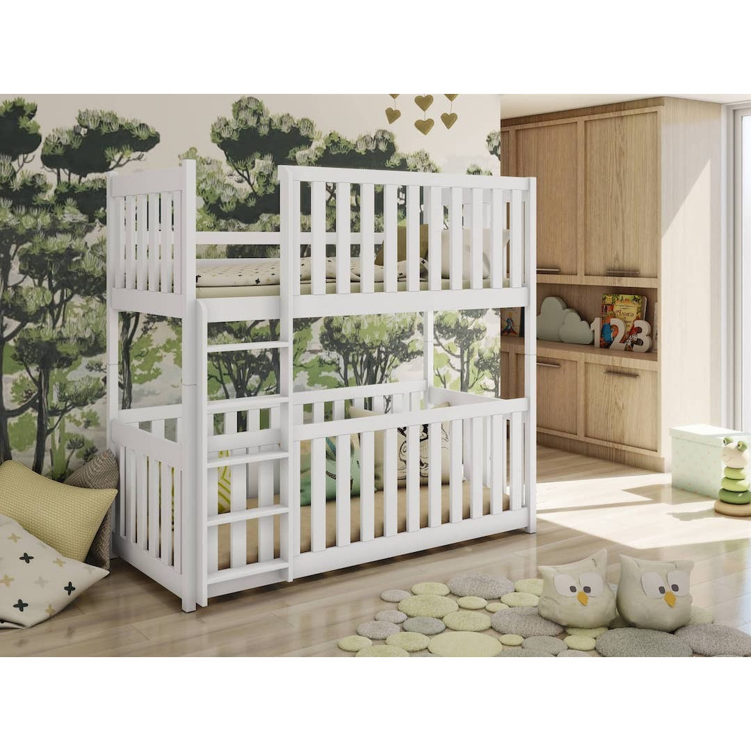 Wooden Bunk Bed Konrad with Cot Bed - White Matt Without Mattresses - image 1