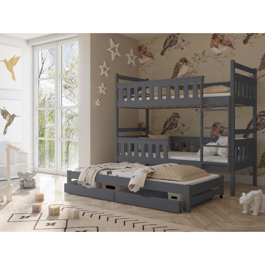 Kors Bunk Bed with Trundle and Storage - Graphite Foam Mattresses - image 1