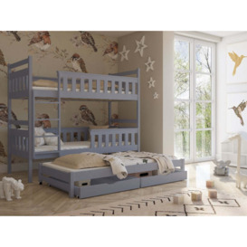 Kors Bunk Bed with Trundle and Storage - Grey Matt Without Mattresses