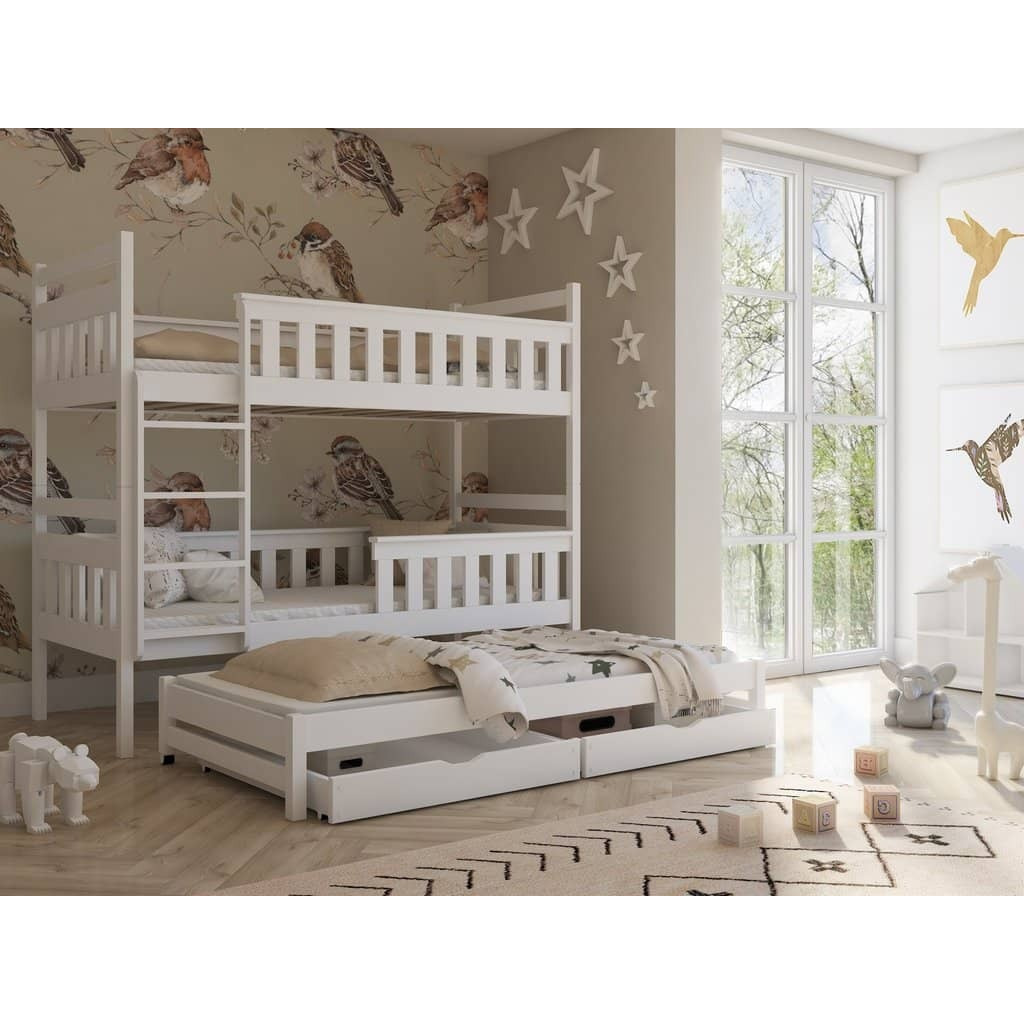 Kors Bunk Bed with Trundle and Storage - White Matt Without Mattresses - image 1