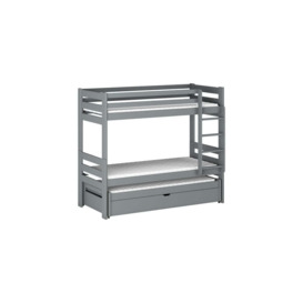 Lessi Bunk Bed with Trundle and Storage - Grey Foam/Bonnell Mattresses
