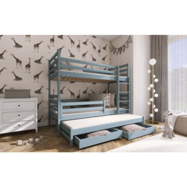 Luke Bunk Bed with Trundle and Storage - Grey Foam/Bonnell Mattresses