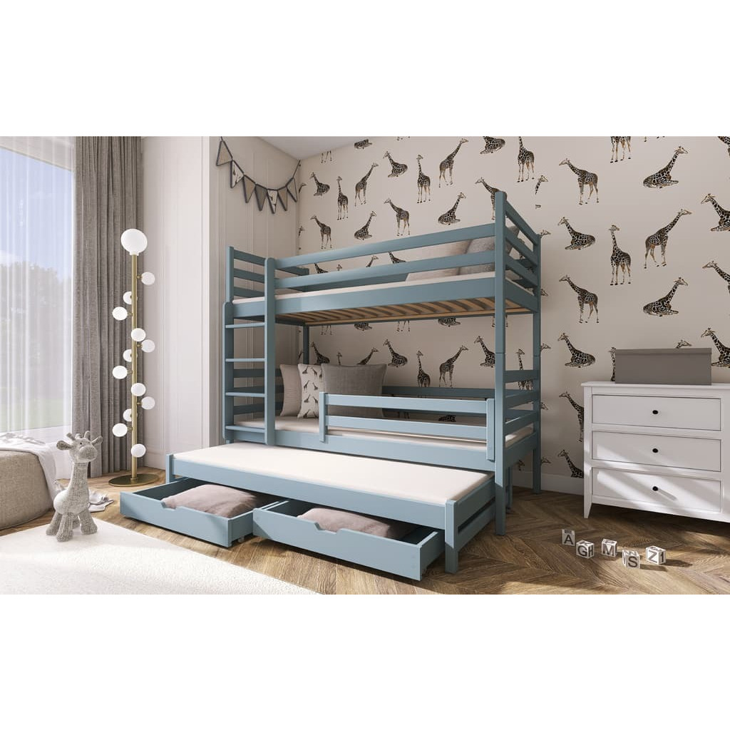 Luke Bunk Bed with Trundle and Storage - Grey Foam Mattresses - image 1