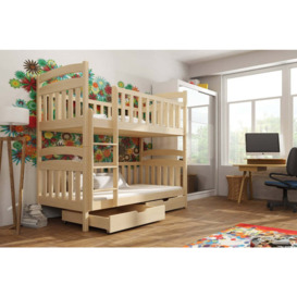 Wooden Bunk Bed Michas with Storage - White Matt Without Mattresses - thumbnail 3