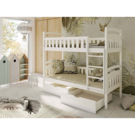 Wooden Bunk Bed Michas with Storage - White Matt Without Mattresses - thumbnail 2