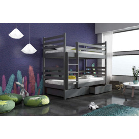 Wooden Bunk Bed Nemo with Storage - Graphite Without Mattresses - thumbnail 1