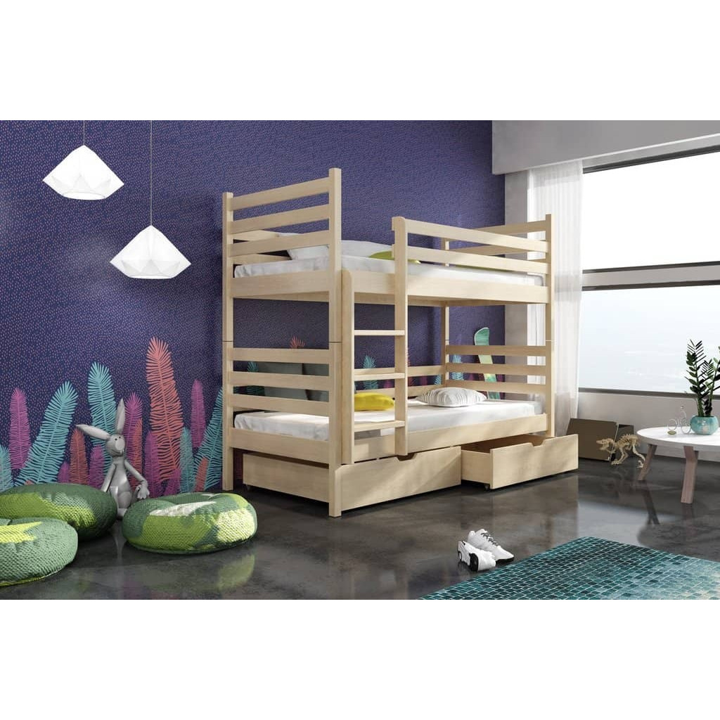 Wooden Bunk Bed Nemo with Storage - Pine Without Mattresses - image 1