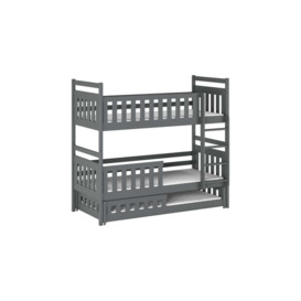 Wooden Bunk Bed Olivia With Trundle - Graphite Foam/Bonnell Mattresses - thumbnail 1