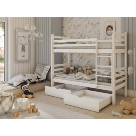 Wooden Bunk Bed Patryk with Storage - White Matt Without Mattresses - thumbnail 3