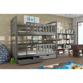 Wooden Bunk Bed Sebus with Storage - Graphite Without Mattresses - thumbnail 1