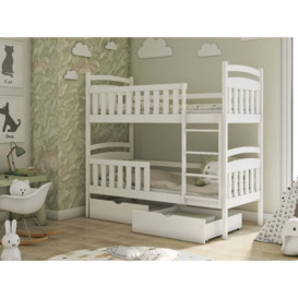 Wooden Bunk Bed Sebus with Storage - White Matt Without Mattresses - thumbnail 3