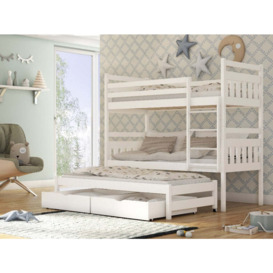 Seweryn Bunk Bed with Trundle and Storage - White Matt Without Mattresses - thumbnail 3