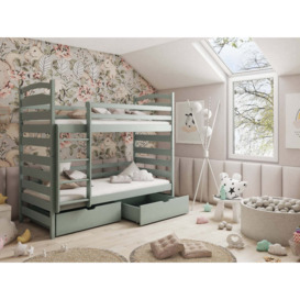 Wooden Bunk Bed Slawek with Storage - Pine Foam Mattresses - thumbnail 2